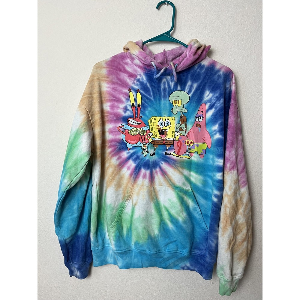 SpongeBob SquarePants Hoodie Mens M Pullover Sweatshirt‎ Tie Dye Nostalgia Artsy